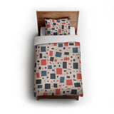 Geometric Confetti Blue & Red in Twin (68" x 88") Size