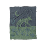 Desert Coyote Midnight Blue & Sage Green in Twin (68" x 88") Size