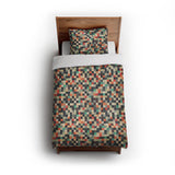 Pixel Mosaic Multicolor Earthtone in Twin (68" x 88") Size