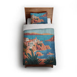Mediterranean Cliffside Village in Twin (68" x 88") Size