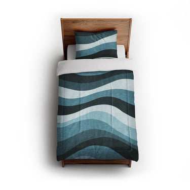 Sinuous Teal Monochrome in Twin (68" x 88") Size