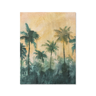Sunset Palms Green & Orange in Twin (68" x 88") Size