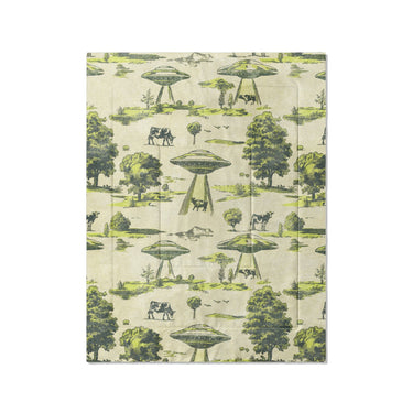 UFO Cow Abduction Toile in Twin (68" x 88") Size