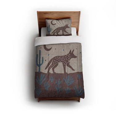 Desert Coyote Dark Red Clay & Dusty Blue in Twin (68" x 88") Size