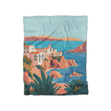 Mediterranean Cliffside Village in Twin (68" x 88") Size