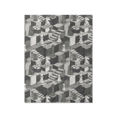 Harmon Surreal Chess Black & White in Twin (68" x 88") Size