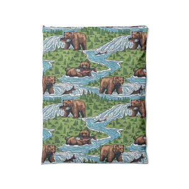 Bears Catching Salmon in Twin (68" x 88") Size