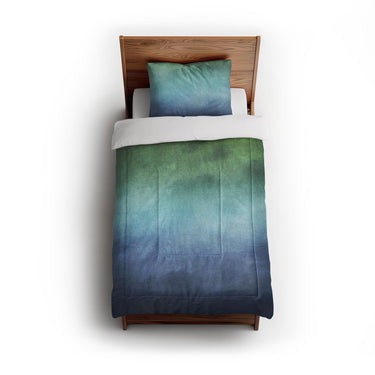 Micah Watercolor Blue & Green in Twin (68" x 88") Size