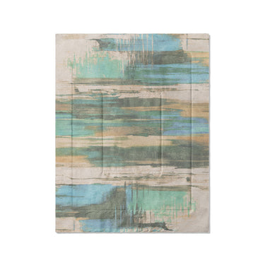 Jörgan Teal & Taupe in Twin (68" x 88") Size