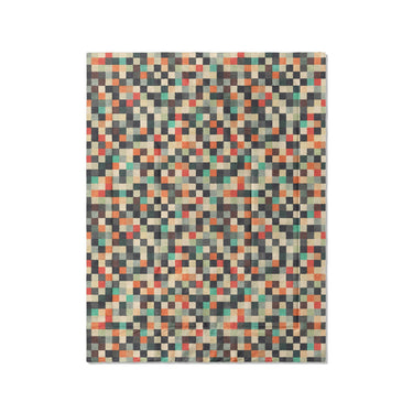 Pixel Mosaic Multicolor Earthtone in Twin (68" x 88") Size