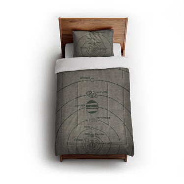 Solar System Taupe & Forest in Twin (68" x 88") Size
