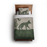 Desert Coyote Forest & Moss Green in Twin (68" x 88") Size