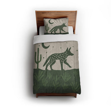 Desert Coyote Forest & Moss Green in Twin (68" x 88") Size