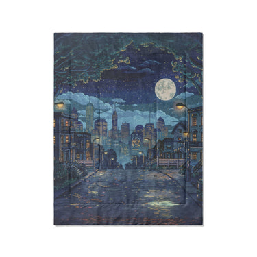 8 Bit Uptown Twilight Skyline in Twin (68" x 88") Size
