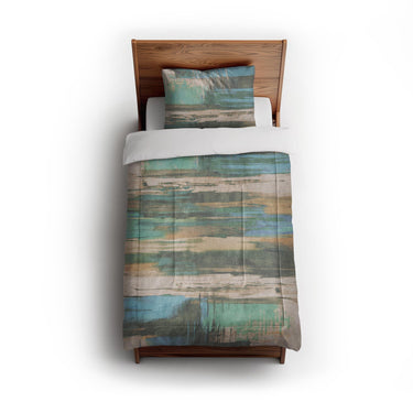 Jörgan Teal & Taupe in Twin (68" x 88") Size
