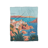 Mediterranean Cliffside Village in Twin (68" x 88") Size