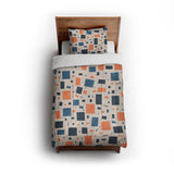 Geometric Confetti Blue & Orange in Twin (68" x 88") Size
