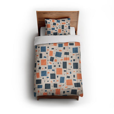 Geometric Confetti Blue & Orange in Twin (68" x 88") Size