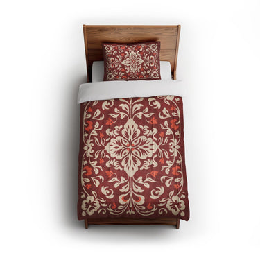 Annette Red & Ivory in Twin (68" x 88") Size